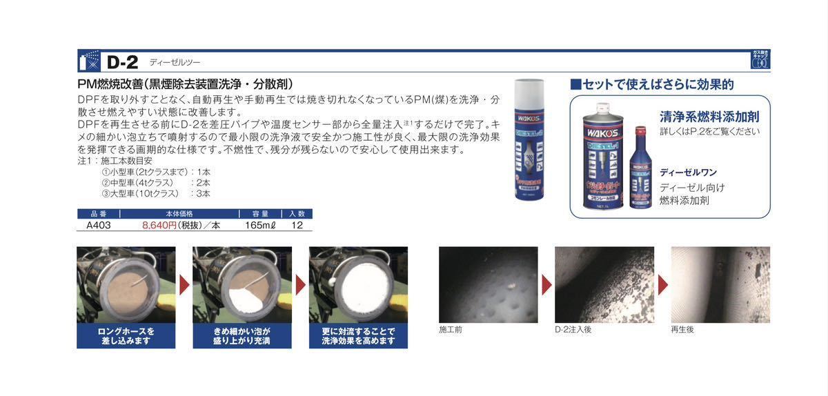 送料無料 ワコーズ WAKOS D2 ディーゼル2 DPD DPF 洗浄剤 黒煙