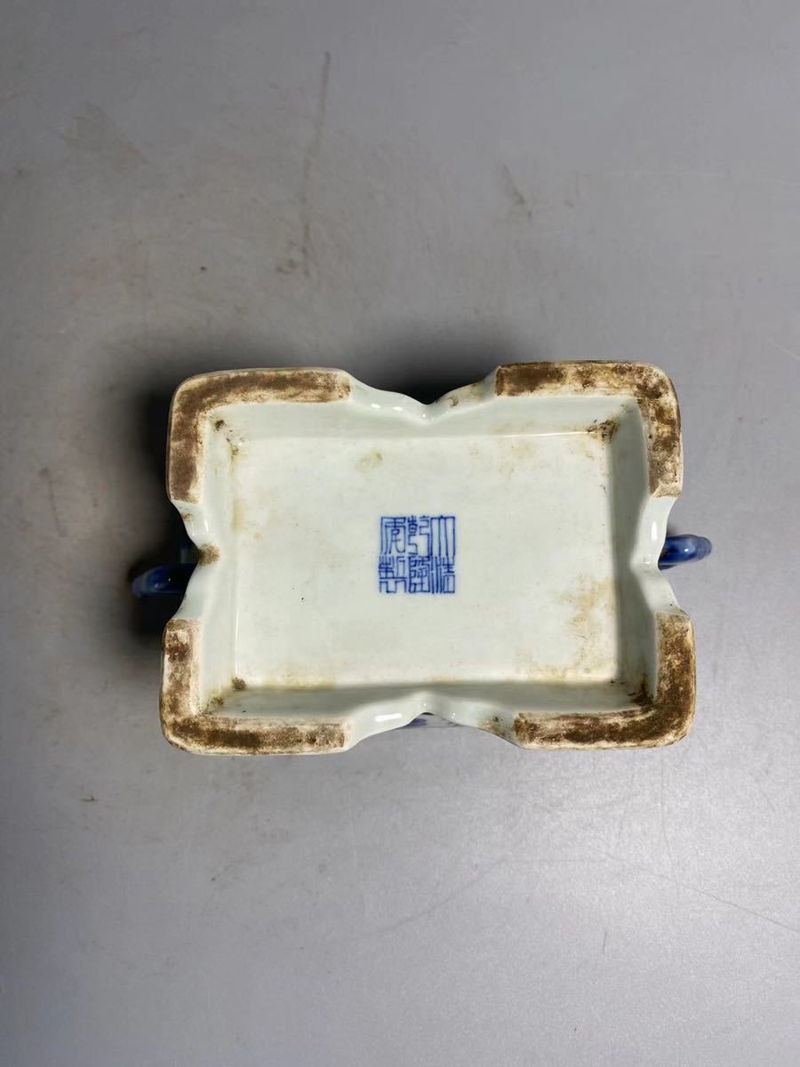 青花 時代物 唐物 中国美術 香炉 染付 中国 在銘 大清乾隆年製 中国古