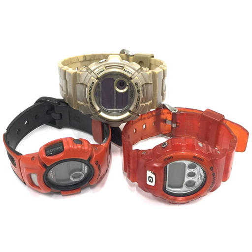 1円 カシオ 腕時計 G-SHOCK DW-6900WF ラウンド デジタル クォーツ メンズ 赤 他 DWX-100 G-2000 計3点 CASIO
