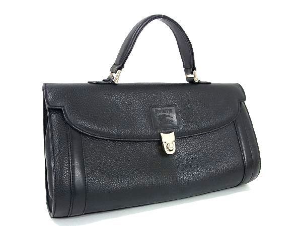 1円 Burberrys バーバリーズ レザー ワンハンドル ハンドバッグ レディース ブラック系 AQ3980