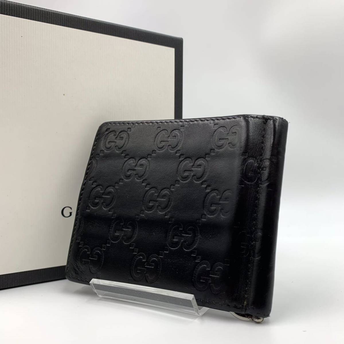 GUCCI グッチ 二つ折り財布 カードケース GG柄 レザー マネークリップ 現行類似 希少】GUCCI グッチ 二つ折り マネークリップ 財布 カード