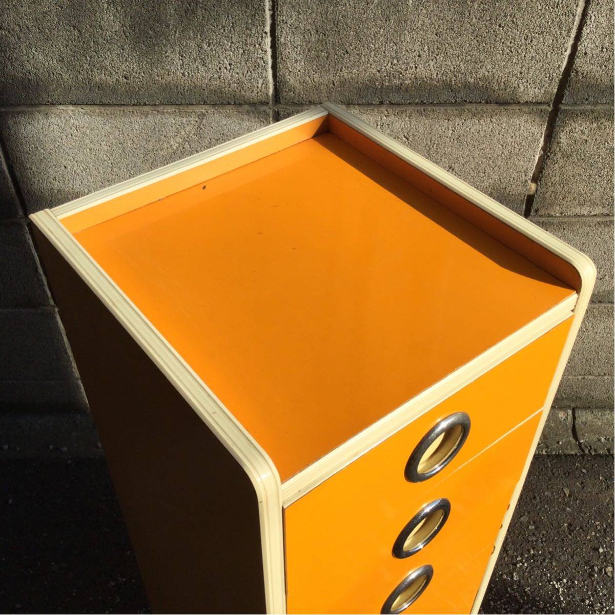 昭和レトロ チェスト レトロポップ 引き出し レトロ 収納 オレンジ 5段