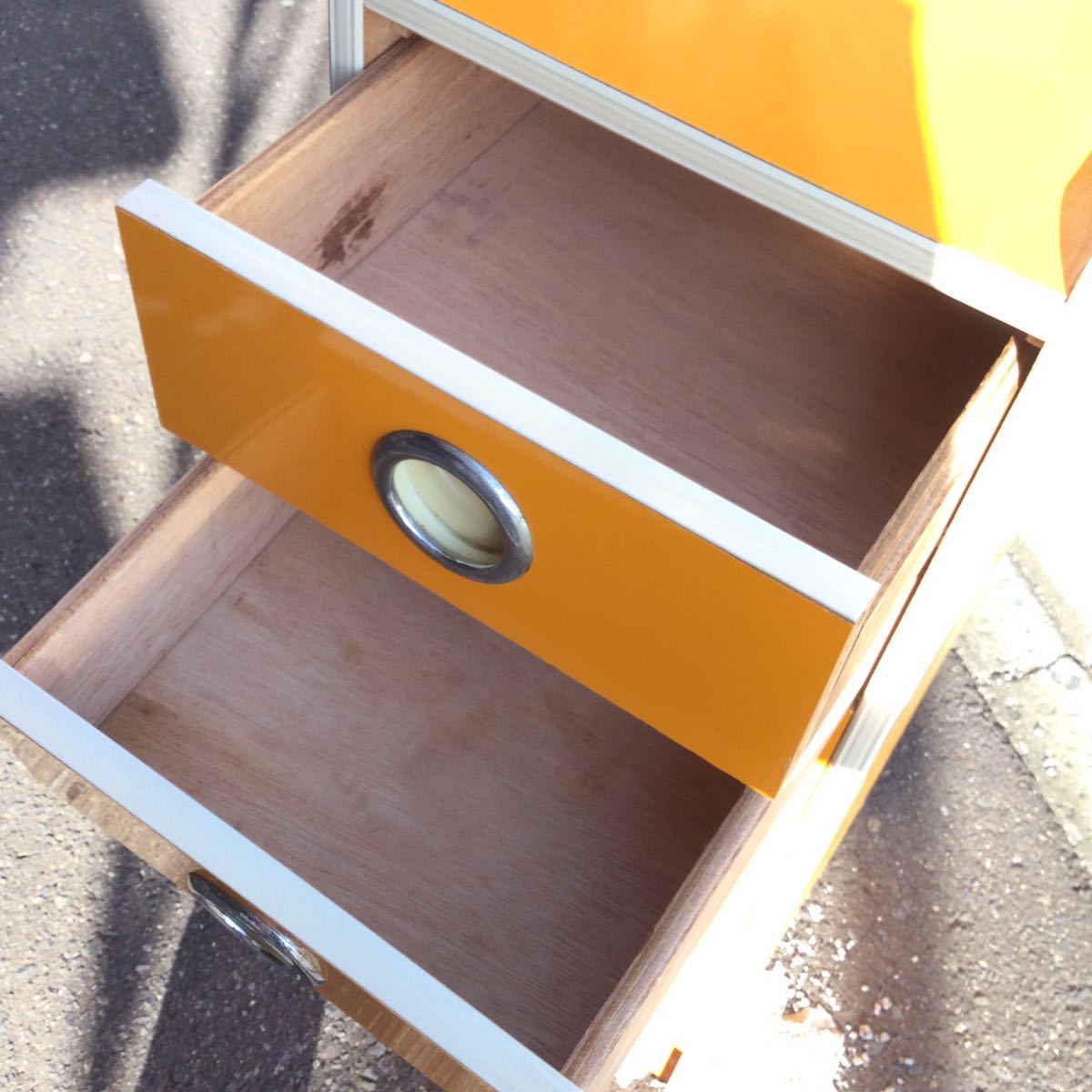 昭和レトロ チェスト レトロポップ 引き出し レトロ 収納 オレンジ 5段