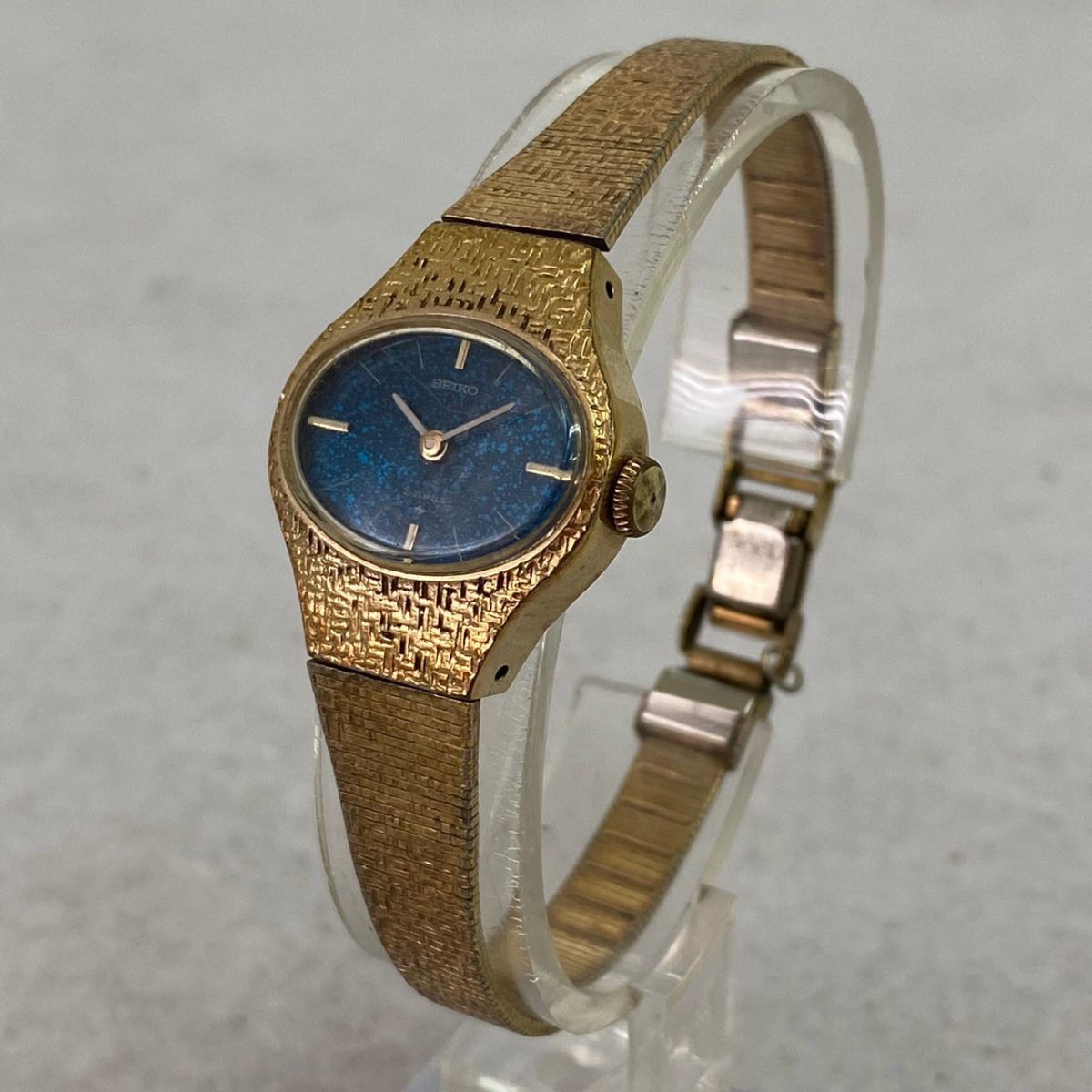 SEIKO セイコー 手巻き 腕時計 青文字盤 ゴールド