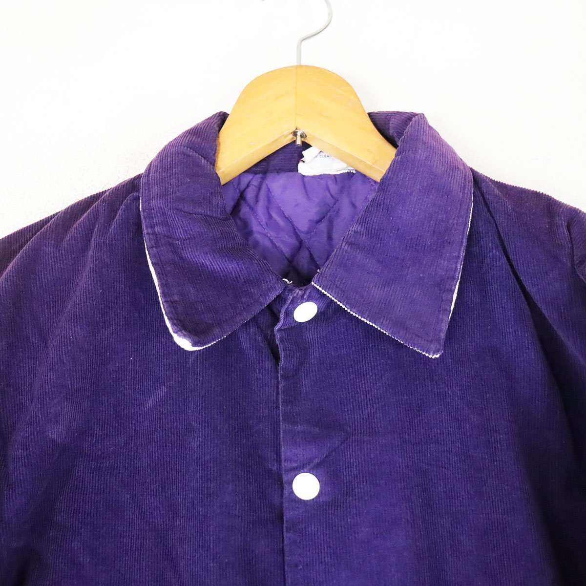F5K/R4.18-1　80s~　ビンテージ　USA製　Birdie　コーデュロイスタジャン　裏キルティング　ブルゾン　ジャンパー　メンズ　L　パープル