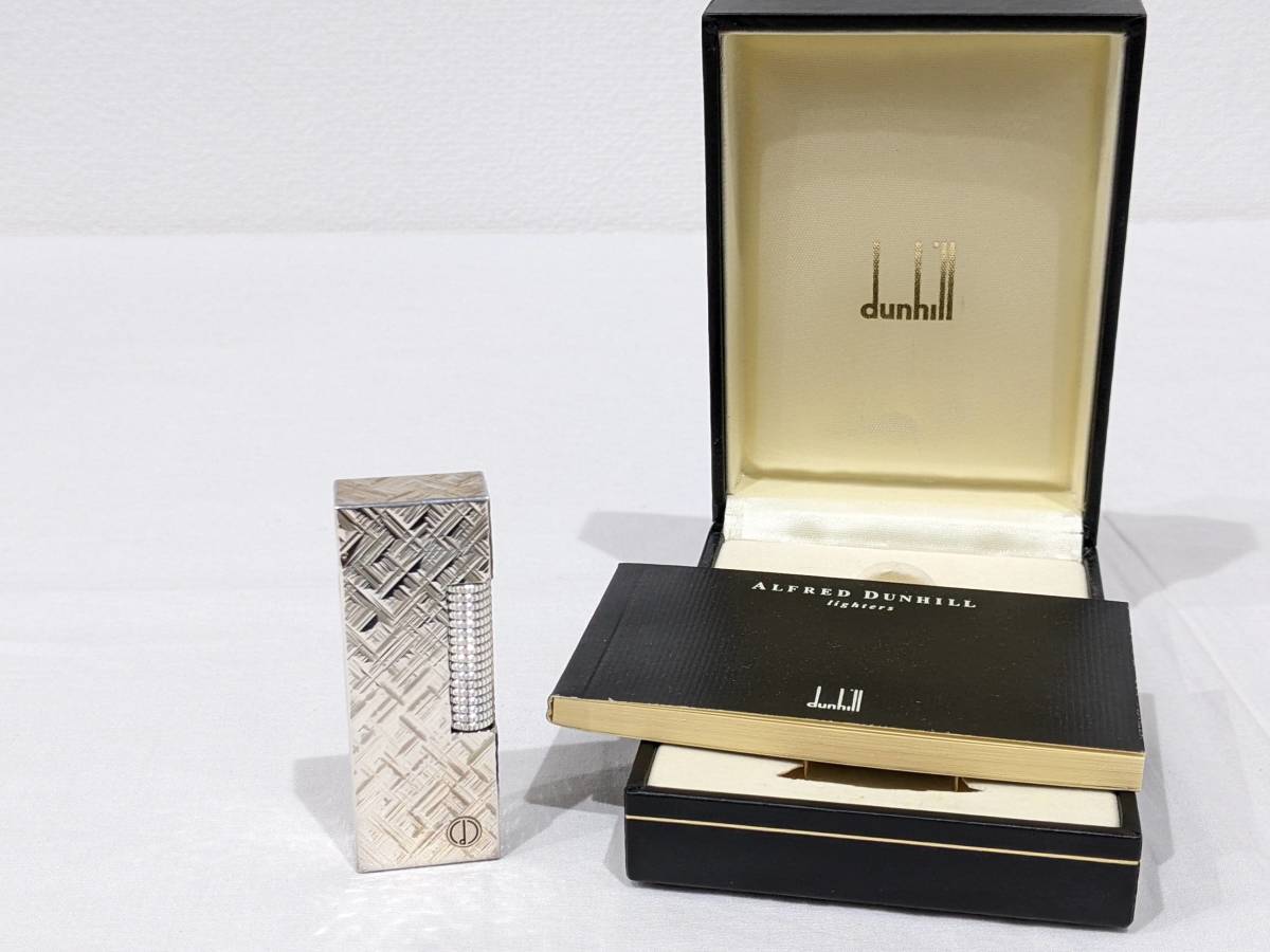 ダンヒルライター 箱付き 希少柄 シルバー銀色 ローラー ガス 説明書 