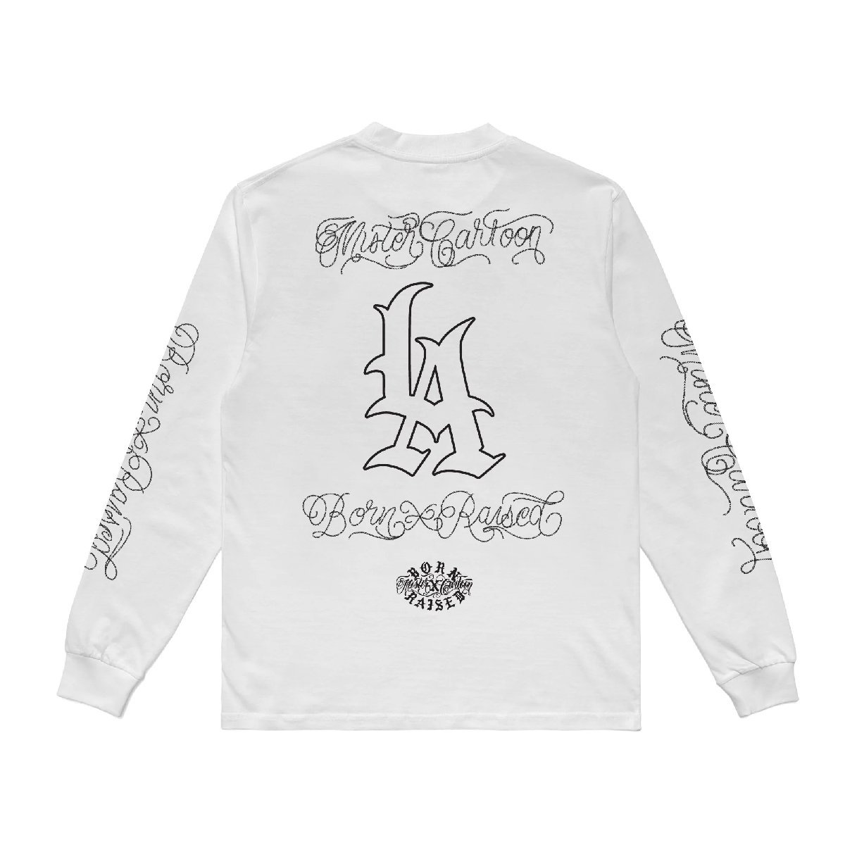 MISTER CARTOON BORN RAISED LOS ANGELES LA L/S TEE WHITE XL 