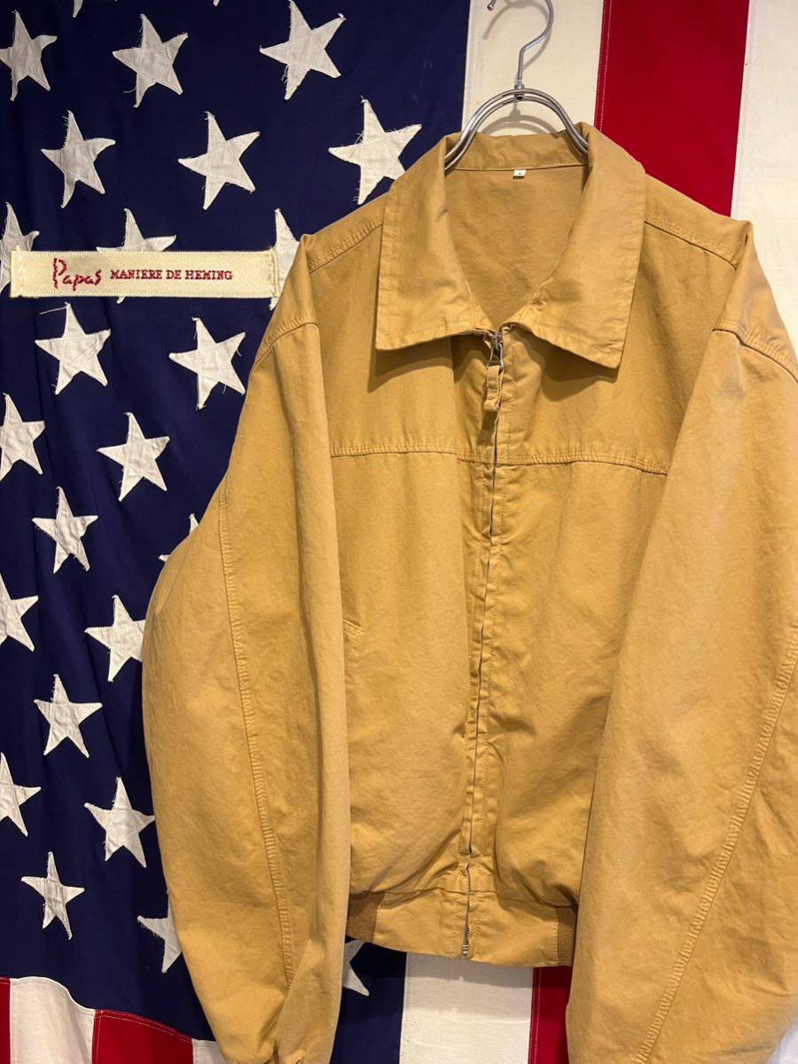 ★Papas★パパス★イタリア製★スウィングトップ★ジャケット★ブルゾン★ジャンパー★ロゴ★ジップアップ★キャメル★Lサイズ★