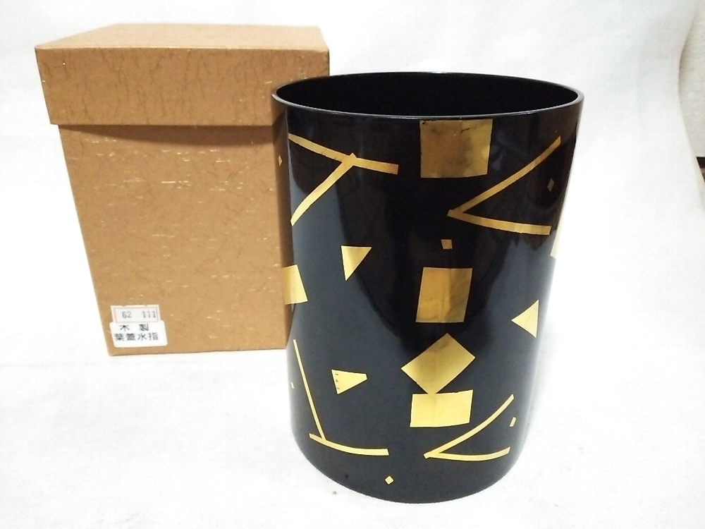 美術品・アンティーク・コレクション 漆器 葉蓋水指 金箔散らし 茶道具