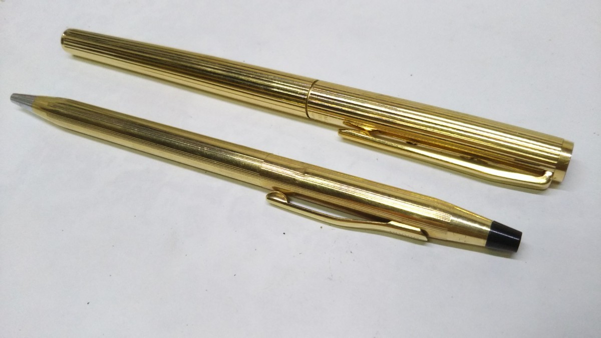 ※ MONTBLANC モンブラン 万年筆/CROSS クロス ボールペン ゴールドセット