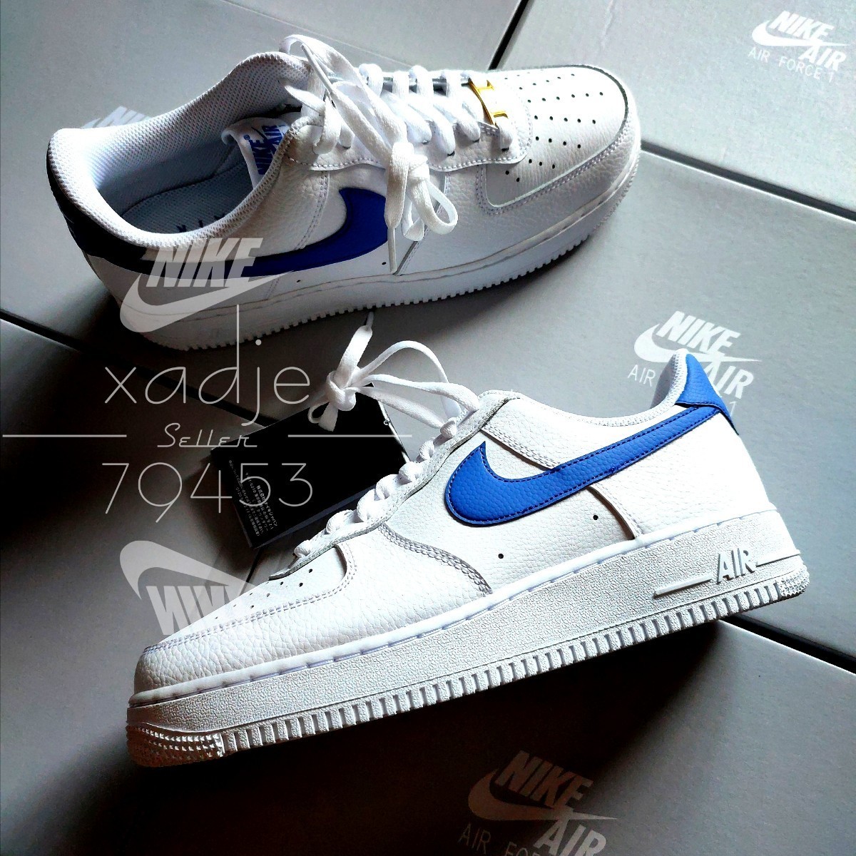 新品 正規品 NIKE ナイキ AIR FORCE1 LOW エアフォース1 ロー 07 白 ホワイト 青 ブルー27cm US9 箱付き