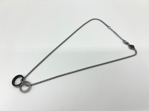 DIESEL ディーゼル ダブルリング ネックレス ペンダント ブラック