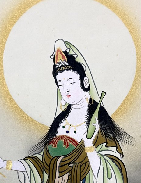 真作］村井紫雲 作「龍雲聖観音」絹本 日本画 絵画 仏画 仏教 仏教美術