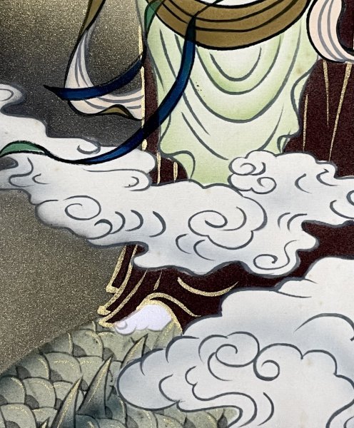 真作］村井紫雲 作「龍雲聖観音」絹本 日本画 絵画 仏画 仏教 仏教美術
