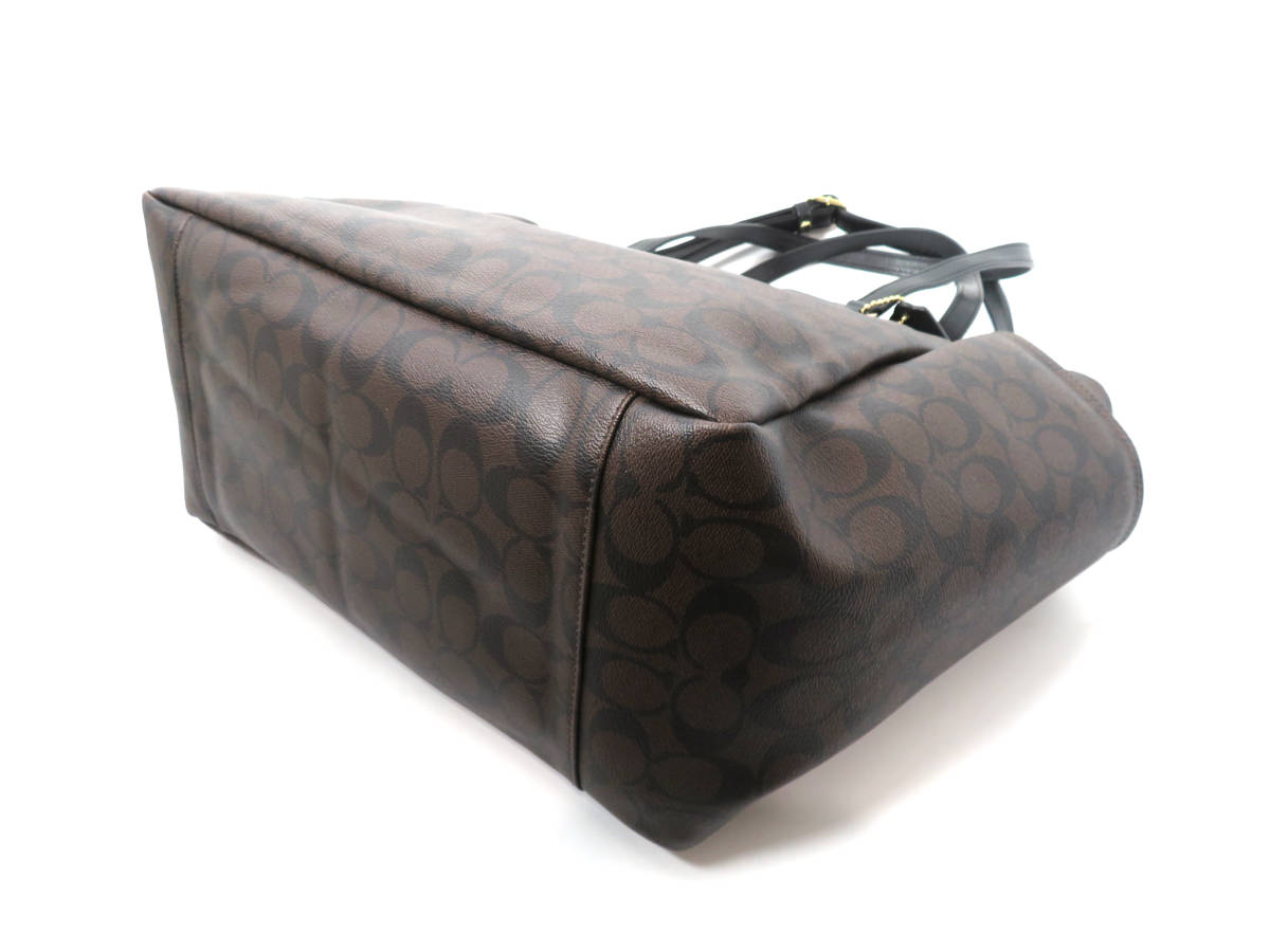 12613 新品同様 極美品 COACH コーチ シグネチャー柄 PVC×レザー 2WAY 
