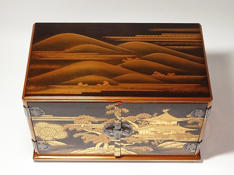 BK532　極上品　蒔絵師 杉谷雅輔（号松芯)作　京百景金閣寺蒔絵 輪島塗 飾皿 慶應 現代輪島漆芸の最高峰 杉谷雅輔 杉谷松芯 最上手作 京百景金閣寺