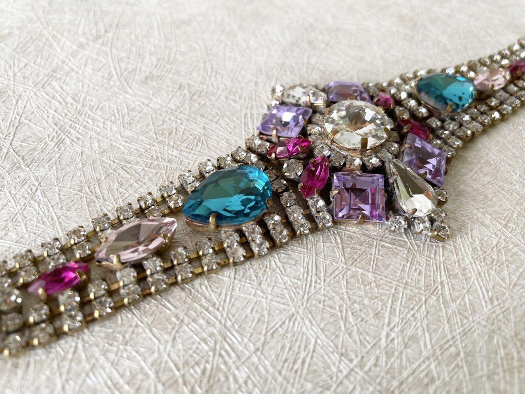 特大⁄ビンテージ⁄チェコガラス⁄ブローチ⁄Bijoux M.G.⁄刻印⁄ツリー 