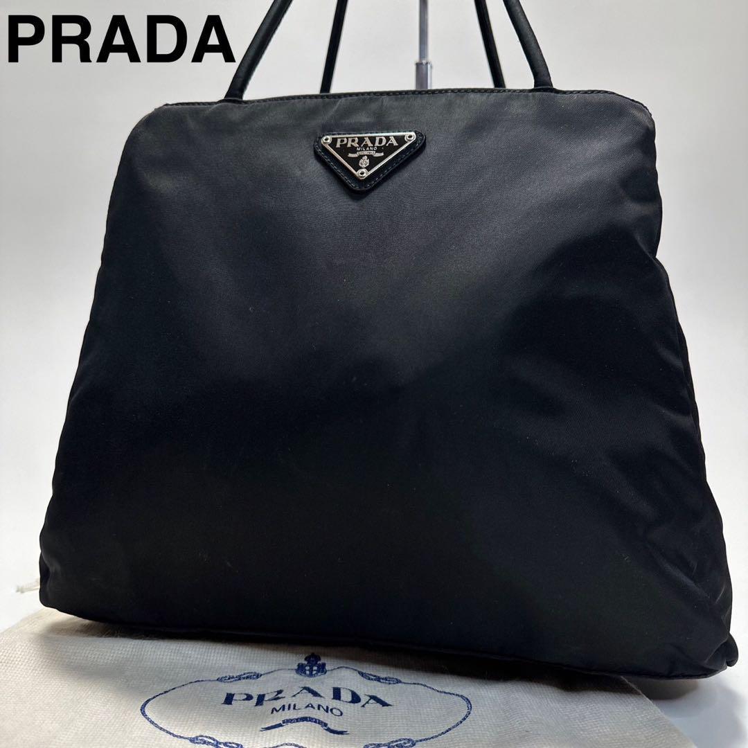 145【美品】プラダ　PRADA　三角ロゴ　テスートナイロン　ブラック　黒　トートバッグ　ハンドバッグ　手提げ　肩掛け　ワンショルダー