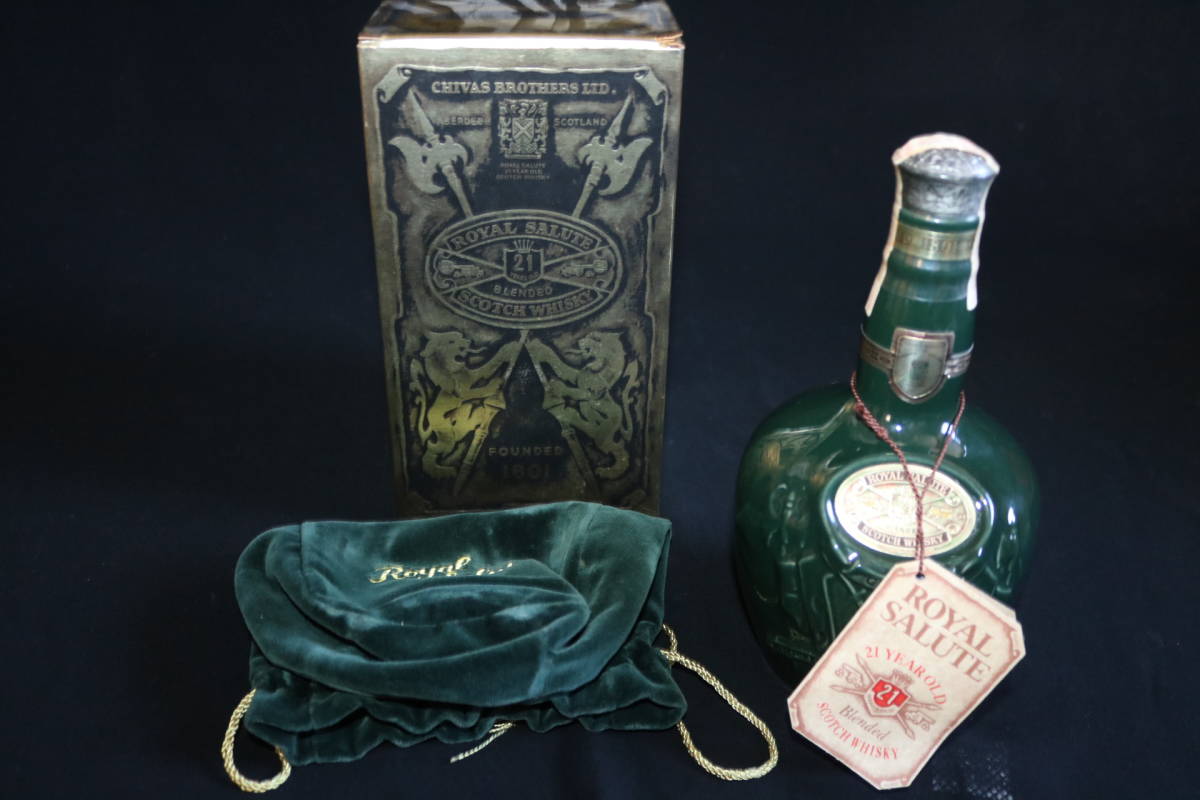 O1885 ○未開栓○ロイヤルサルート○21年○700ml○緑○箱、巾着あり