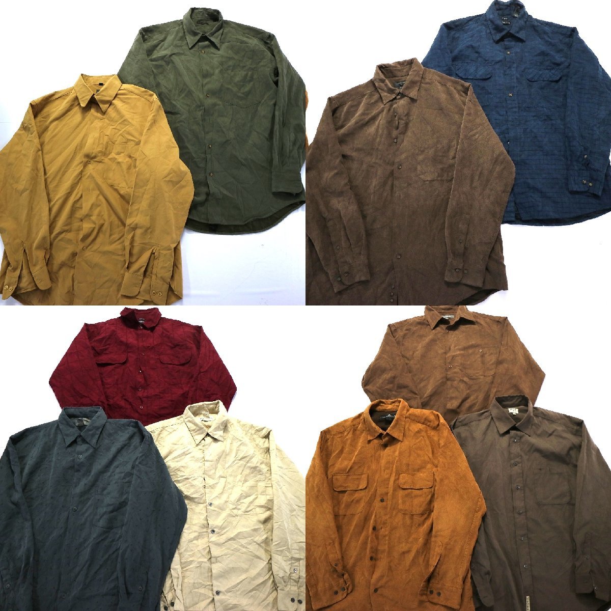 ◎長袖フェイクスウェードシャツ set シティーボーイ 他 (メンズL) 10枚セット まとめ売り 古着卸 1円スタート LS20 MP8563