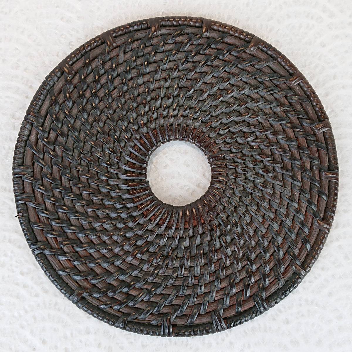 A07-1013　茶道具 組釜敷 籐 利休形 籐 茶道具 今屋静香園 籐編釜敷利休形 新古品 御園