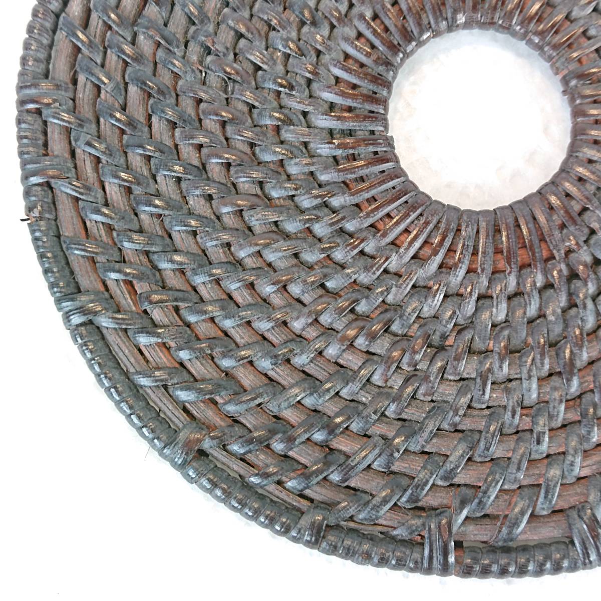 A07-1013　茶道具 組釜敷 籐 利休形 籐 茶道具 今屋静香園 籐編釜敷利休形 新古品 御園