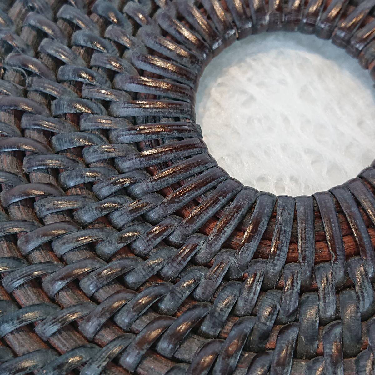 A07-1013　茶道具 組釜敷 籐 利休形 籐 茶道具 今屋静香園 籐編釜敷利休形 新古品 御園