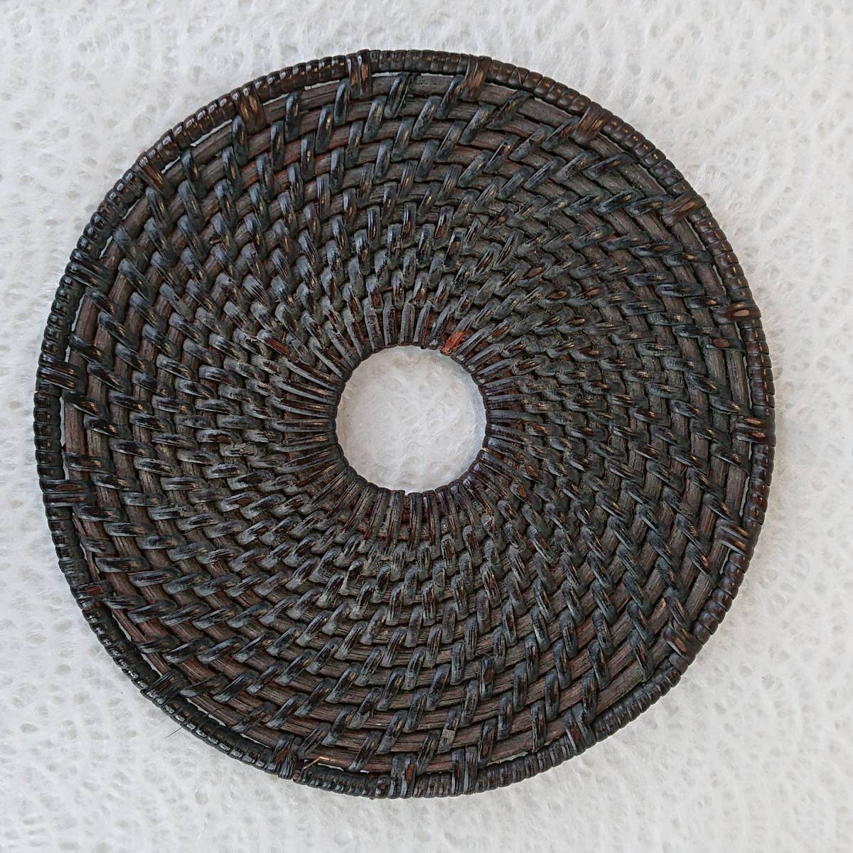 A07-1013　茶道具 組釜敷 籐 利休形 籐 茶道具 今屋静香園 籐編釜敷利休形 新古品 御園