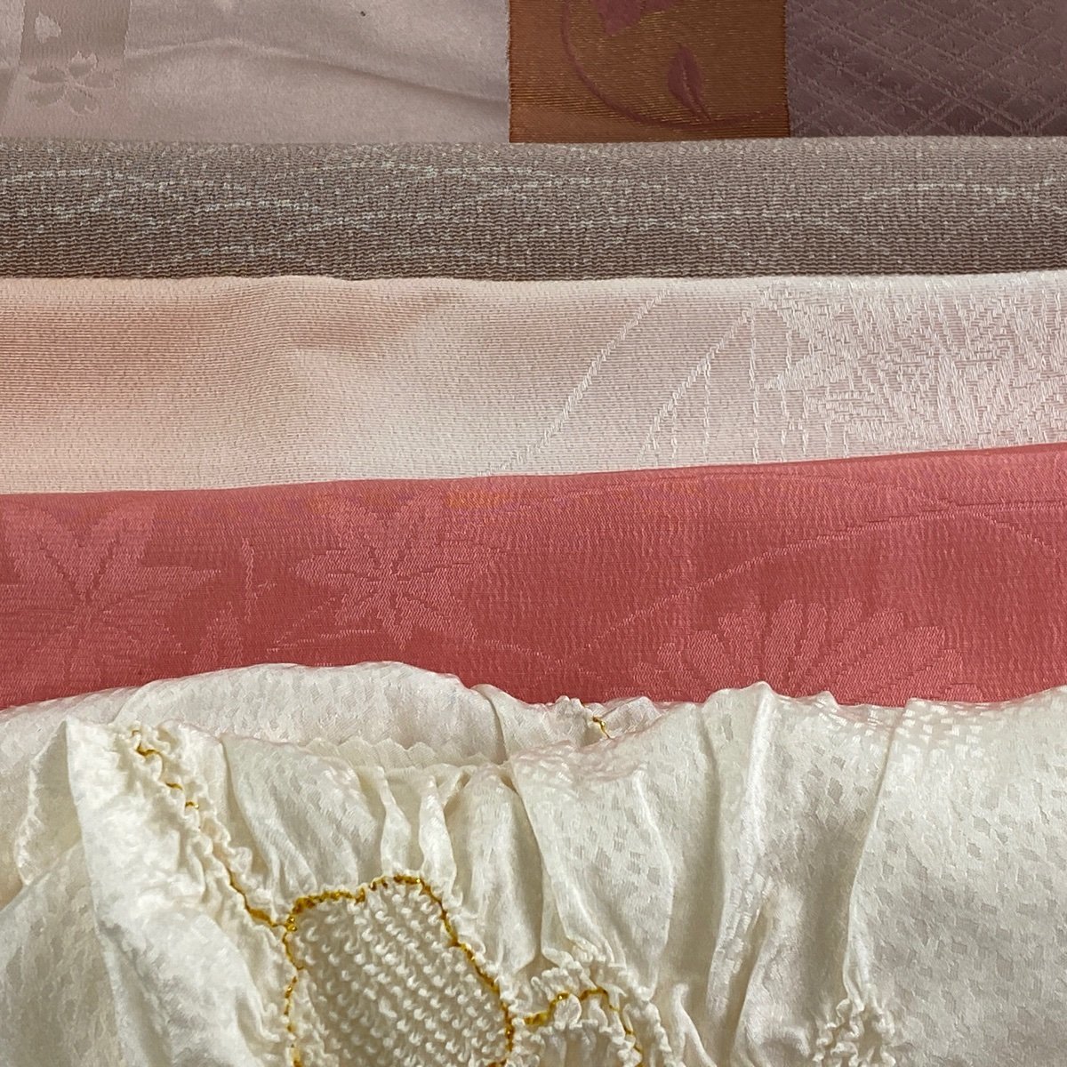 帯揚げ 優品 帯揚げ5枚セット 薄小豆 正絹 和装小物 【中古】