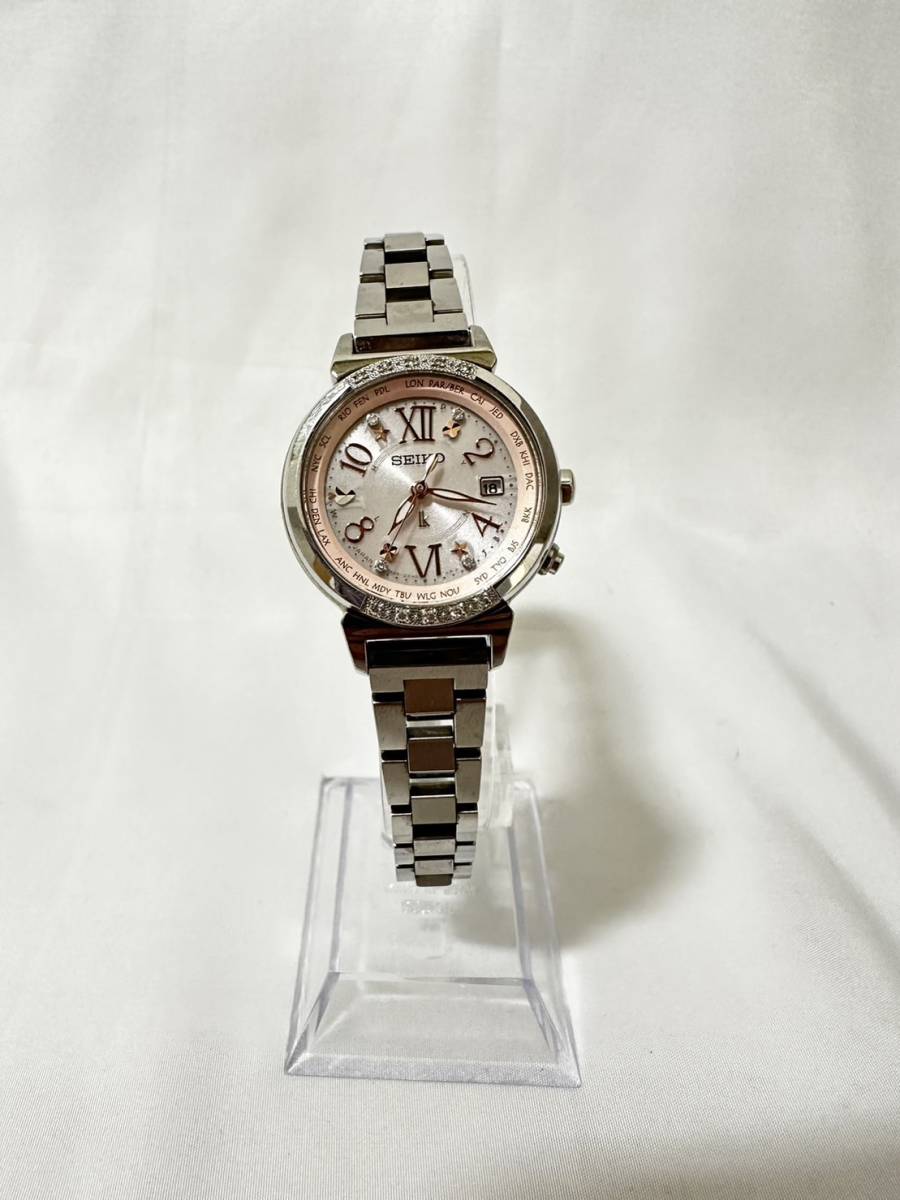 【AS 19300】SEIKO LUKIA ルキア 1B25-0AB0 電波ソーラー 腕時計 ダイヤ 限定モデル デイト コンビカラー 稼働品 付属品なし 現状品
