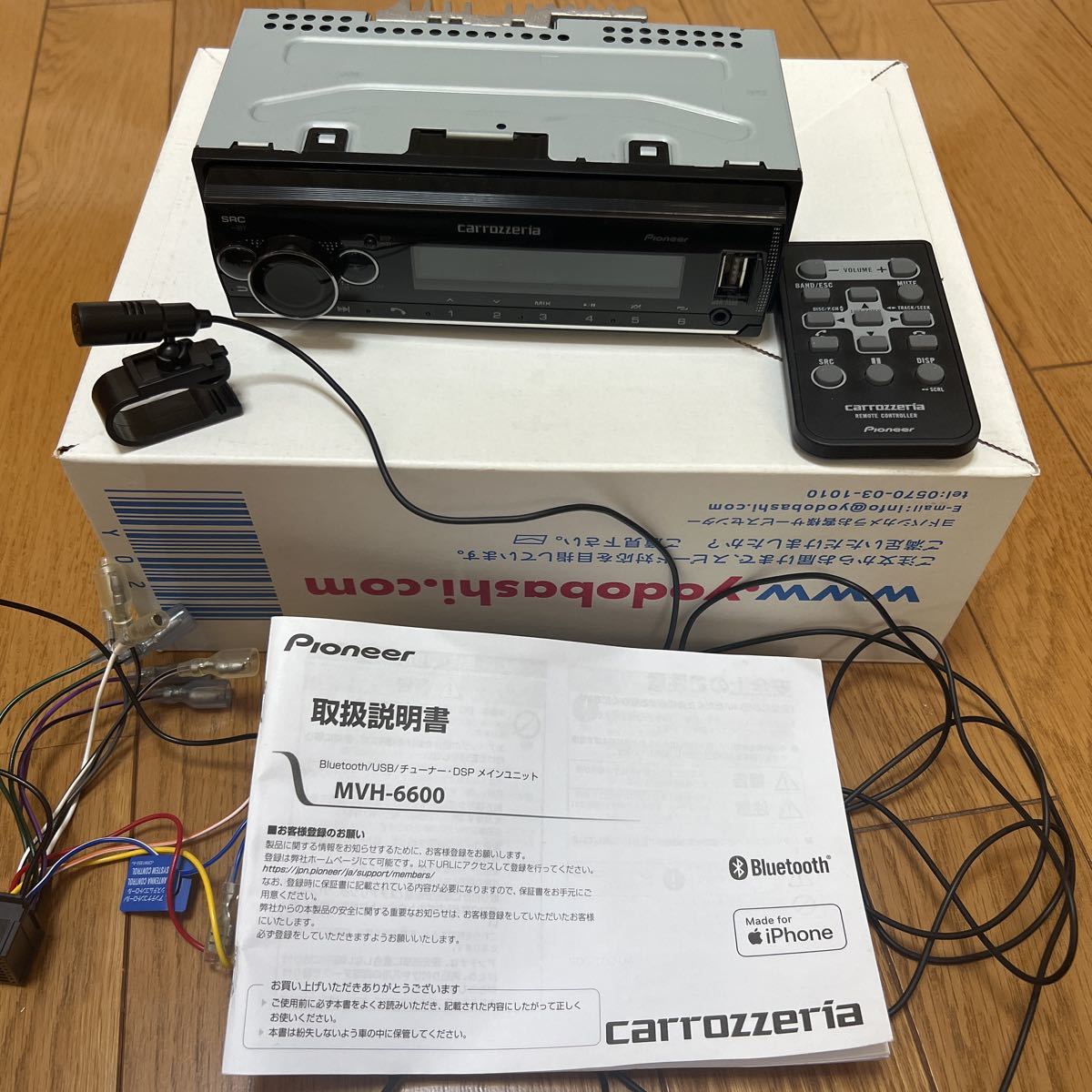 美品 パイオニア MVH-6600 1DIN メカレス Bluetooth USB iPod iPhone