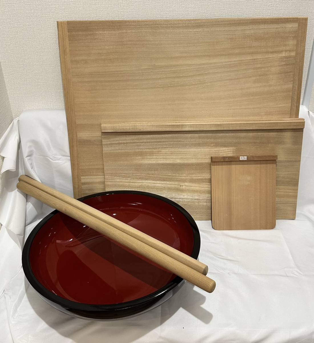 良品中古品/そば打ちセット /こね鉢 /めん棒/こま板/ふるい/中古/そば 