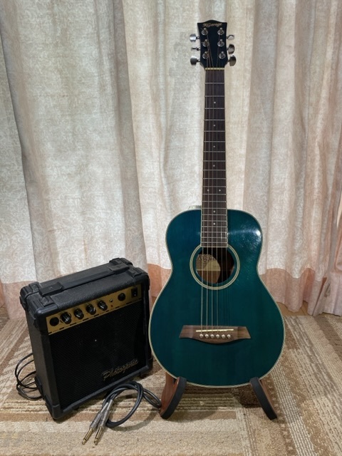 ミニアコースティックギター エレアコセット　K・Garage CD-M180BL ピックアップ内蔵　アンプ付き