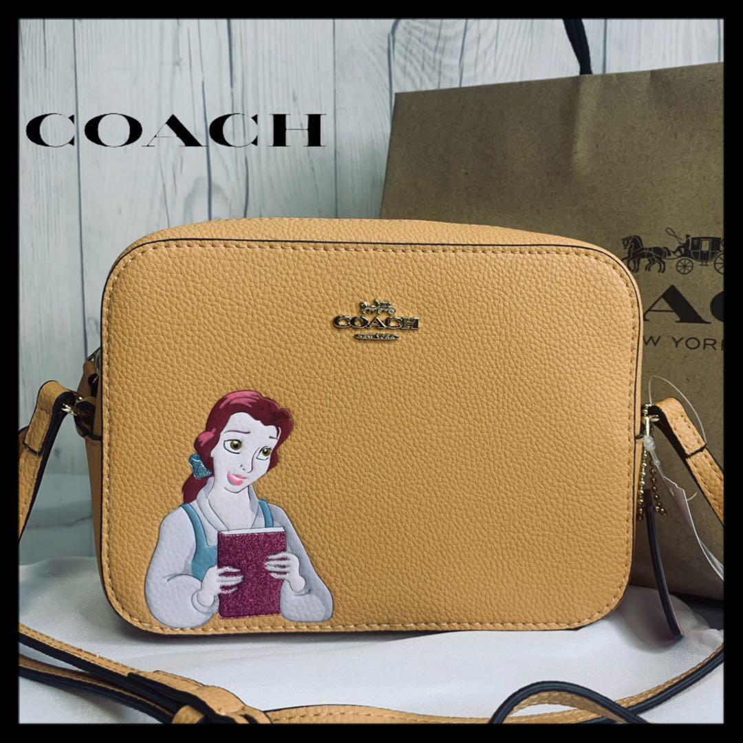 新品】 COACH コーチ ショルダーバッグ レザ ー ベル ディズニー 黄色