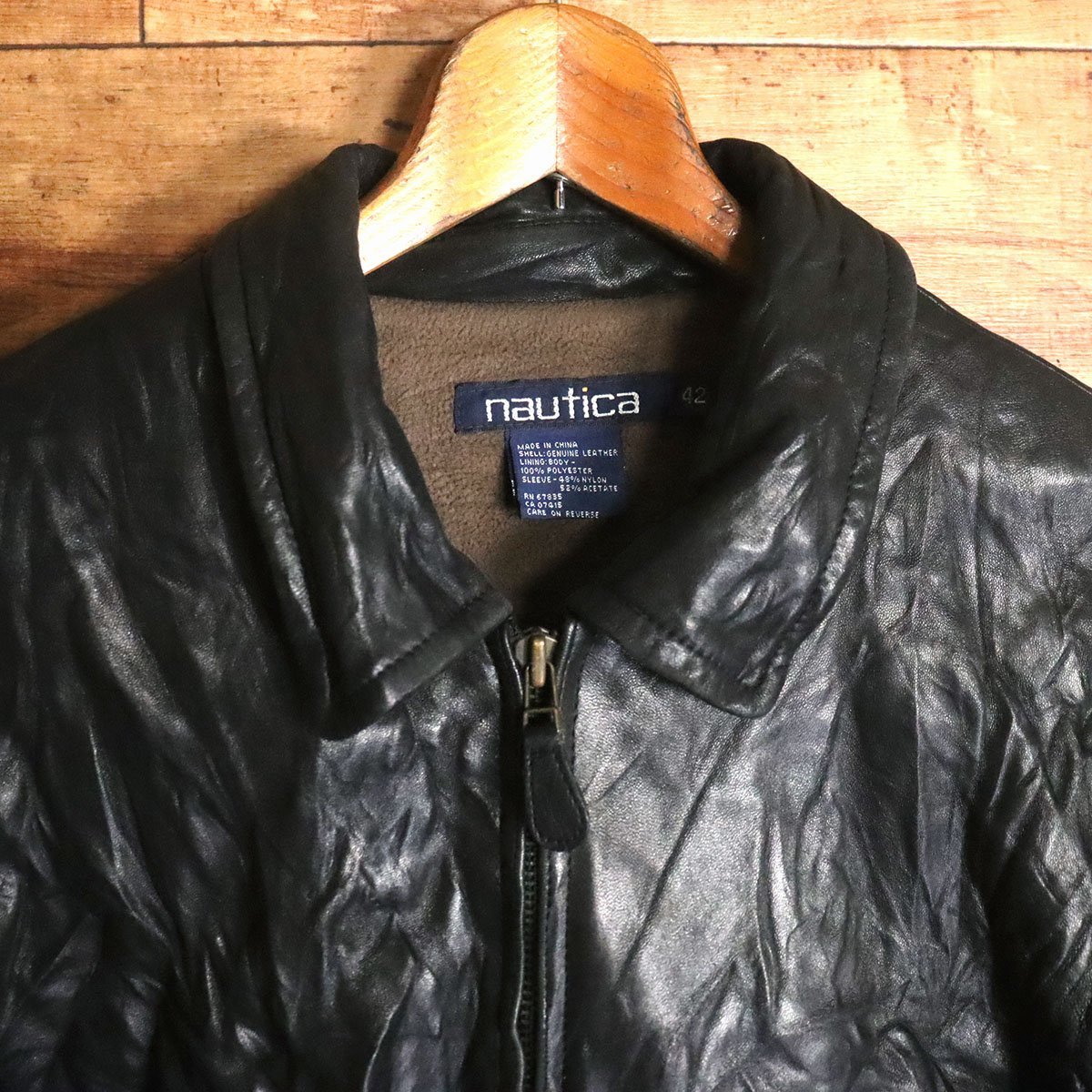 NAUTICA - レザー 古着 90s Nautica ノーチカ 革 40 黒 ブラック 90s 