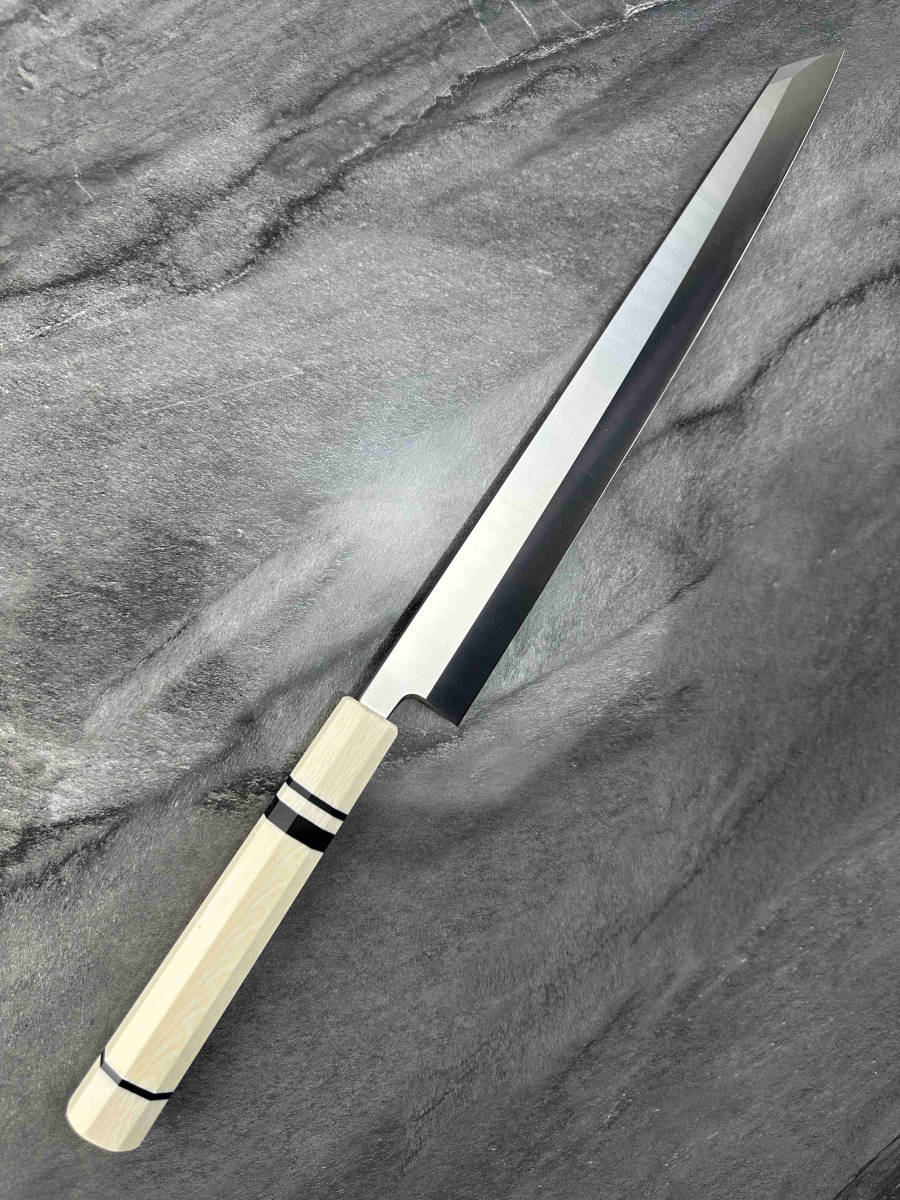 最終セール ステンレス鋼 尺一寸 切付包丁 V金10号 刺身包丁 真空焼き入れサブゼロ処理 和包丁牛刀 人工象牙八角柄