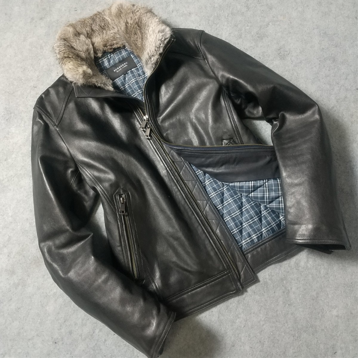 美品 バーバリーブラックレーベル レザージャケット ライダース 
