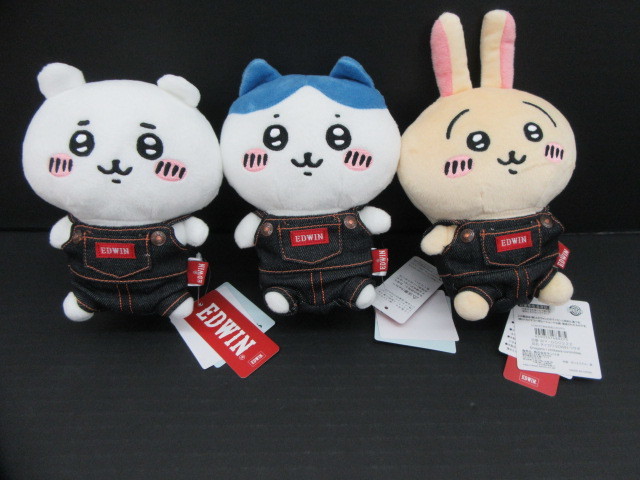 〇 タグ付き セブンネット限定 ちいかわ×EDWIN スペシャルコラボレーションぬいぐるみ ちいかわ・ハチワレ・うさぎ