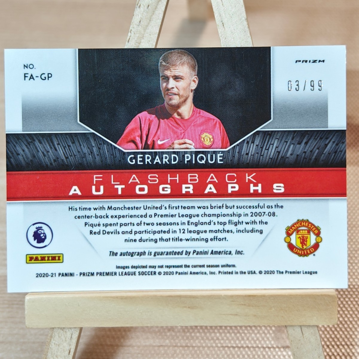 99枚限定 ジェラール・ピケ 2020-21 Panini Premier League Soccer Gerard Pique Pink Flashback AUTO 03/99 直筆サインカード