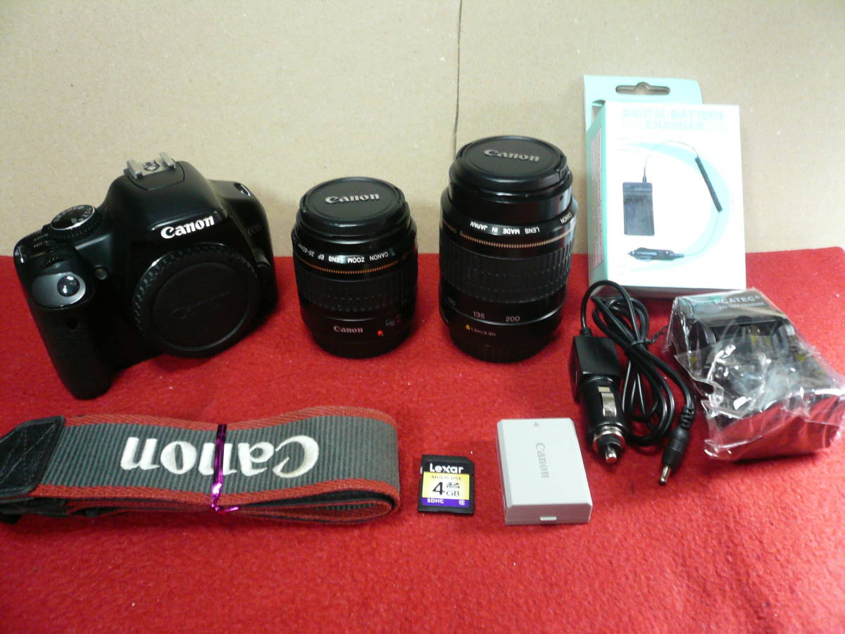 CANON EOS Kiss X2+レンズ2本(80+200mm)+の中古品 (6118ショット) 全て