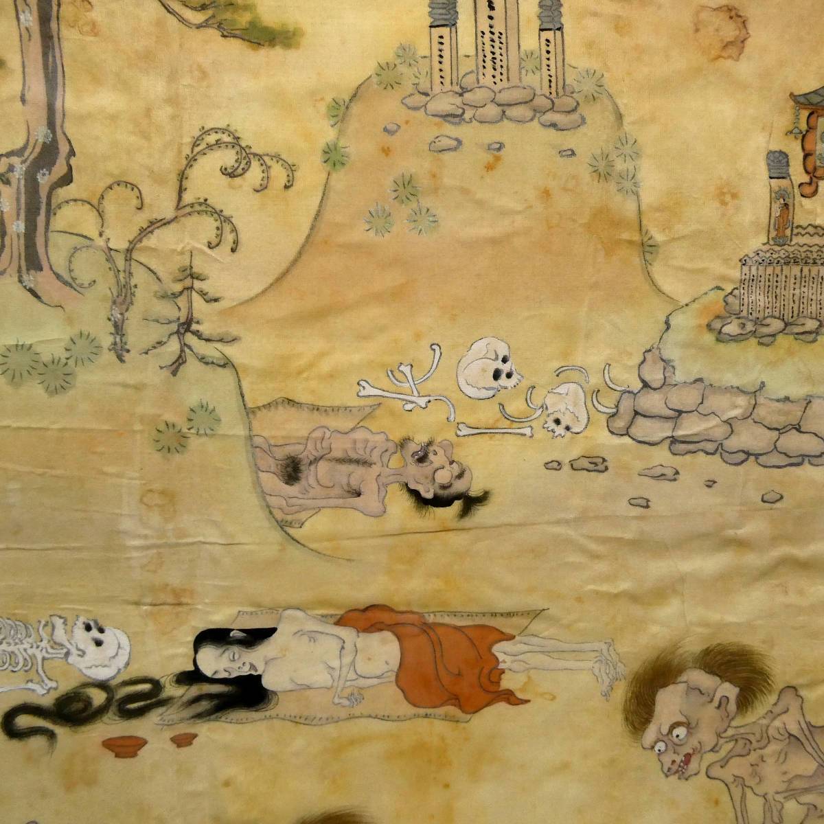 餓鬼草紙 江戸時代 肉筆古画 絹本彩色 塚間餓鬼 墓をさまよう死霊 死肉