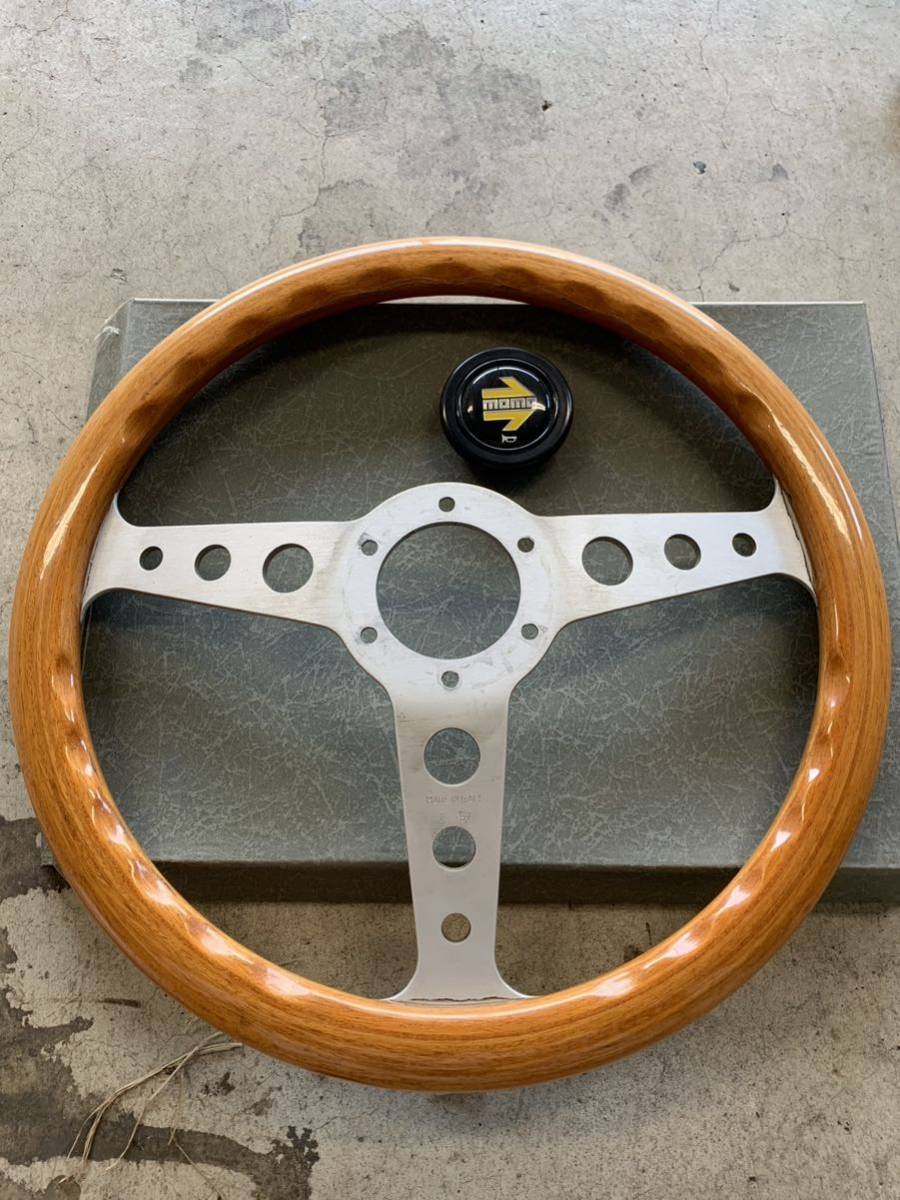 モモ 当時物 スーパーインディ ウッド MOMO 34.5φ ホーンボタン付 ネジ