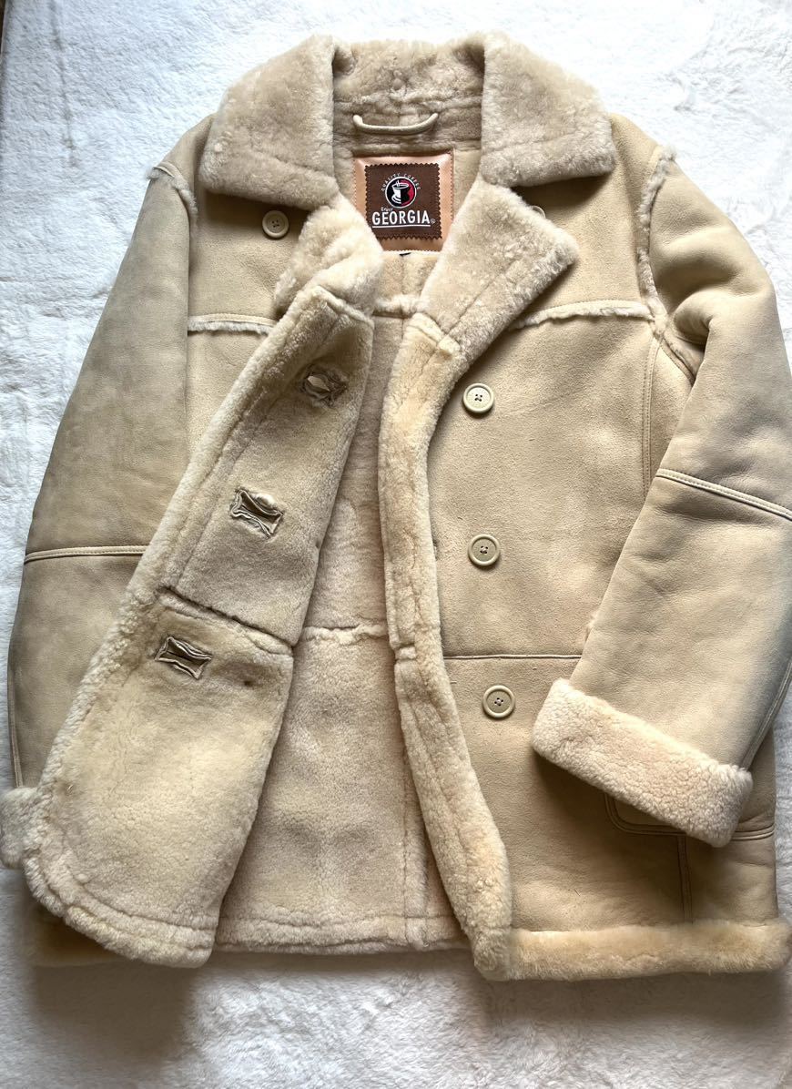 激レア 非売品 極美品 極暖 GEORGIA ジョージア ムートンコート リアルムートン 羊革 ベージュ XLサイズ