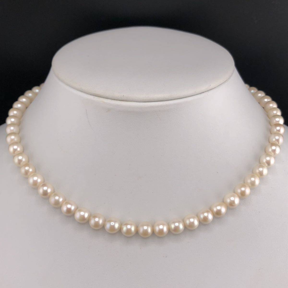 P11-0027 アコヤパールネックレス 6.0mm~6.5mm 38cm 21.0g (アコヤ真珠 Pearl necklace SILVER )