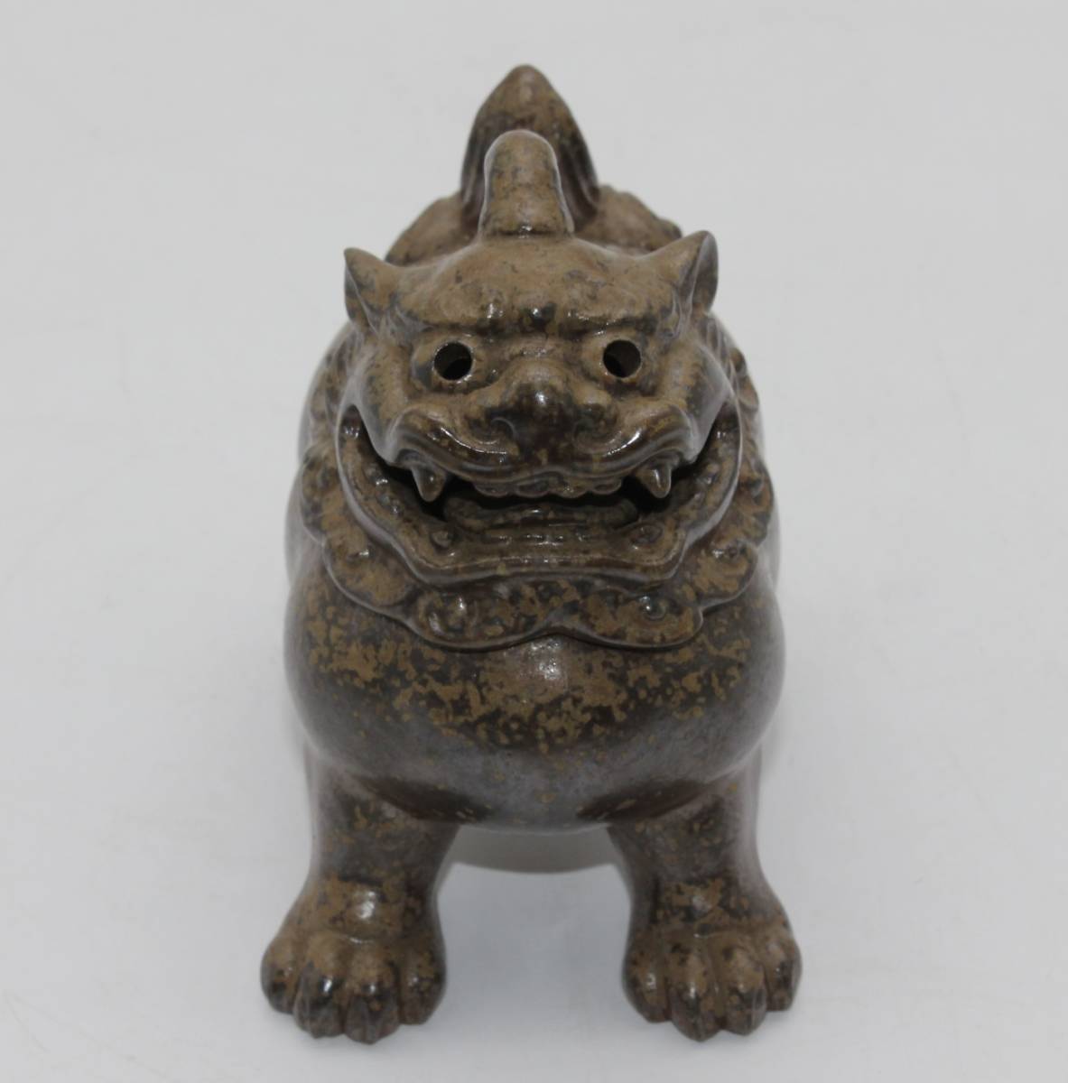 ☆備前焼の名工 備前焼『 西村春湖 』向獅子香炉・共箱 ／ 細工物・香