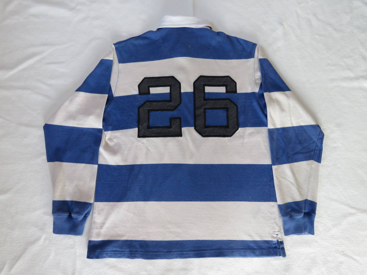 ラルフローレン 太ボーダー ラガーシャツ 表記(L) ネイビー×エンジ