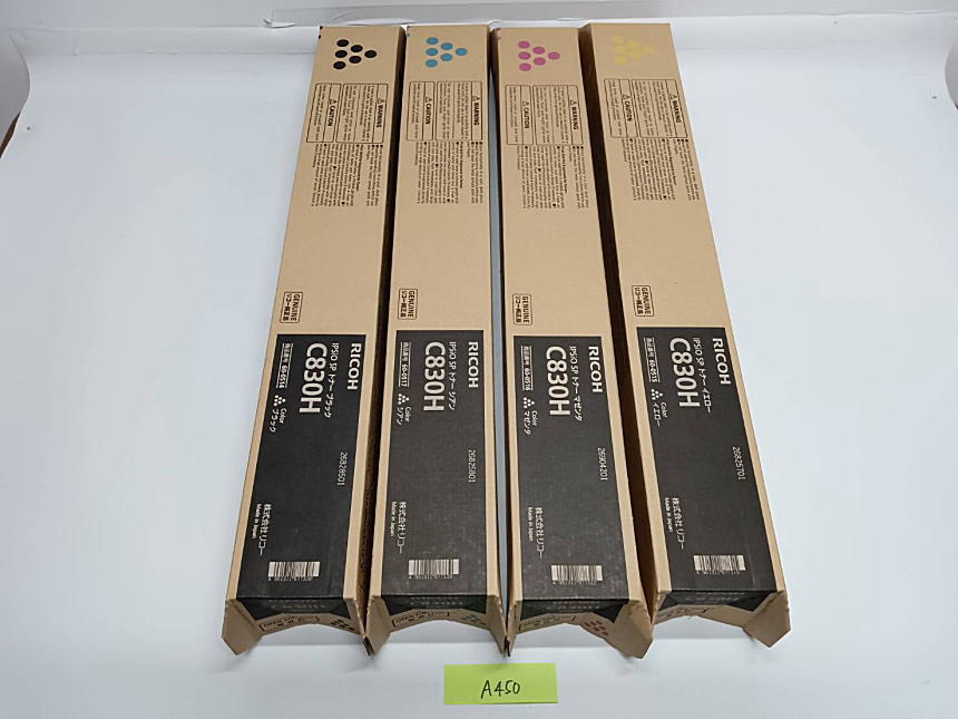 A-450【新品】リコー　RICOH　IPSiO　SPトナー　C830H　K/C/M/Y　ブラック/シアン/マゼンタ/イエロー　4色4本セット　純正