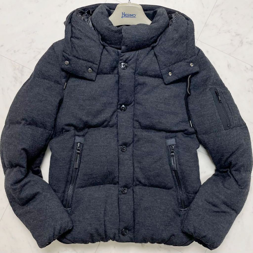 ナノユニバース nano・universe × 西川ダウン 極暖☆ 最高級ポーランド産 ウール100% ダウンジャケット Mサイズ 着脱フード グレー メンズ