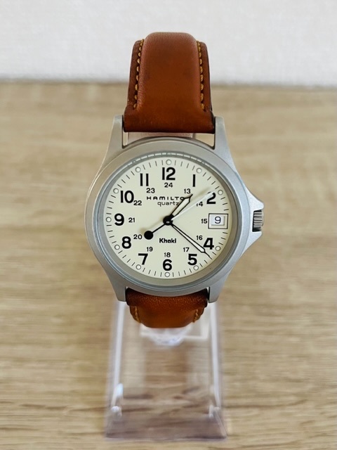 12-3◎Hamilton ハミルトン 9445B クォーツ腕時計 カーキ ☆中古品