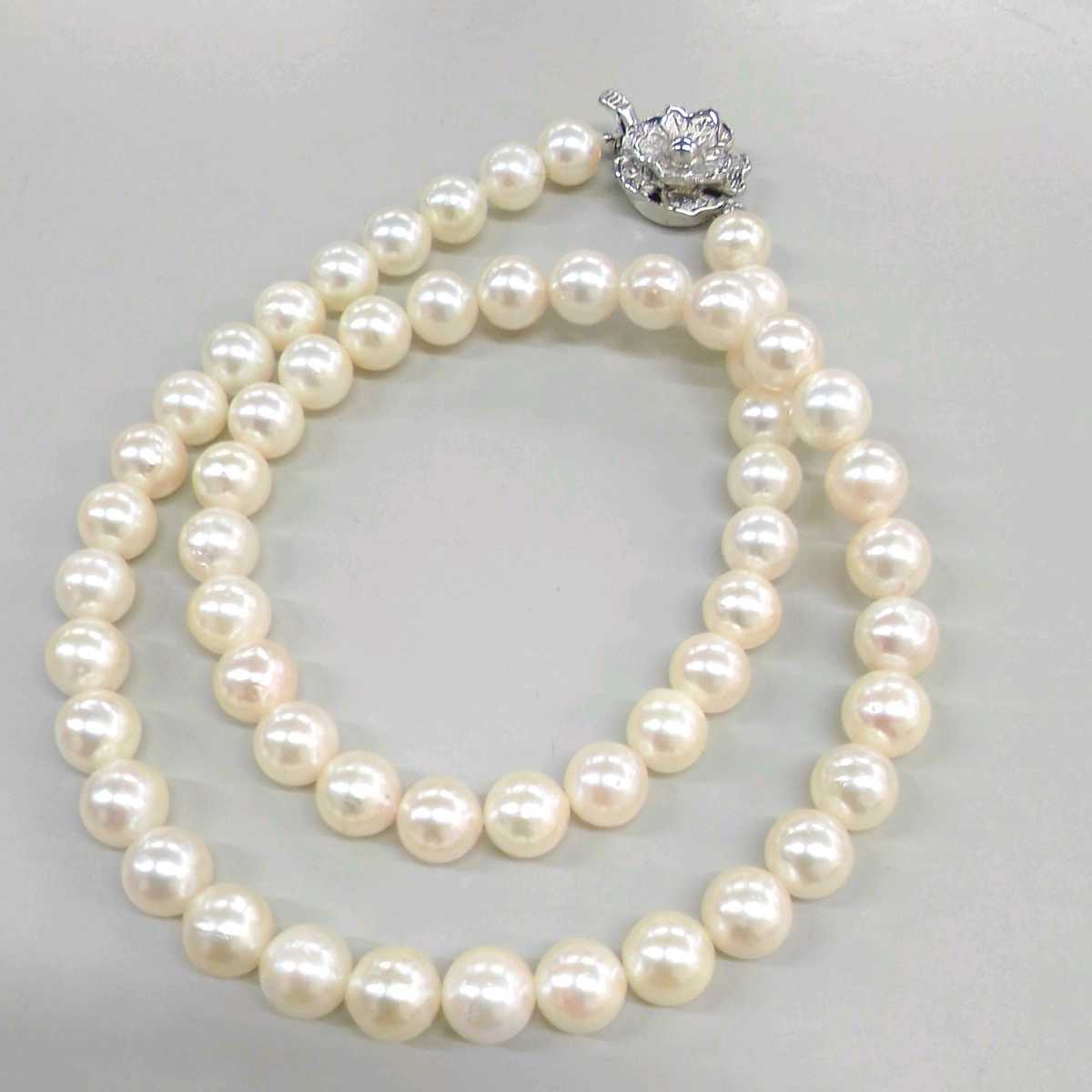 ●ハ4029S◎艶やか　本真珠　パール　ネックレス　42センチ　7.0-7.4ミリ珠前後　留め具部分SILVER刻印あり◎送料込み◎　　 